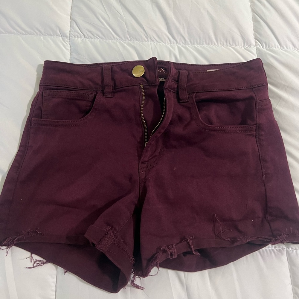 Maroon American Eagle jean shorts